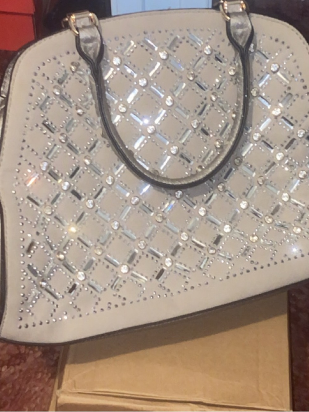 Diamond Embellished Dome Satchel Handbag for women